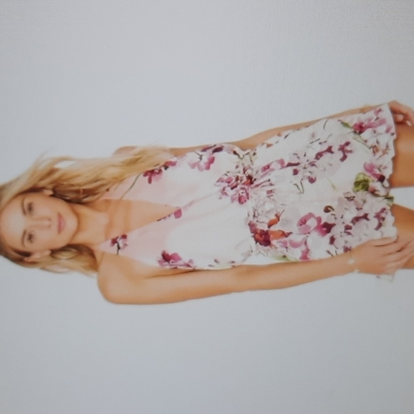 REVOLVE By the Way. Abigail Ruffle Romper in floral pink extra small - Picture 1 of 11